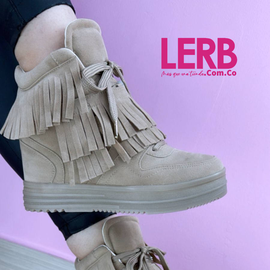 BOTINES FRINGE BEIGE - Imagen 2