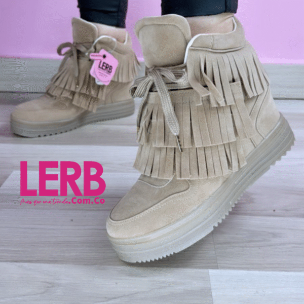 BOTINES FRINGE BEIGE