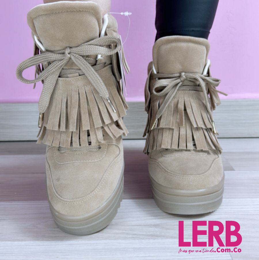 BOTINES FRINGE BEIGE - Imagen 3